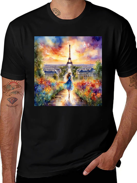 Paris Eiffel Tower Watercolor Graphic Tee