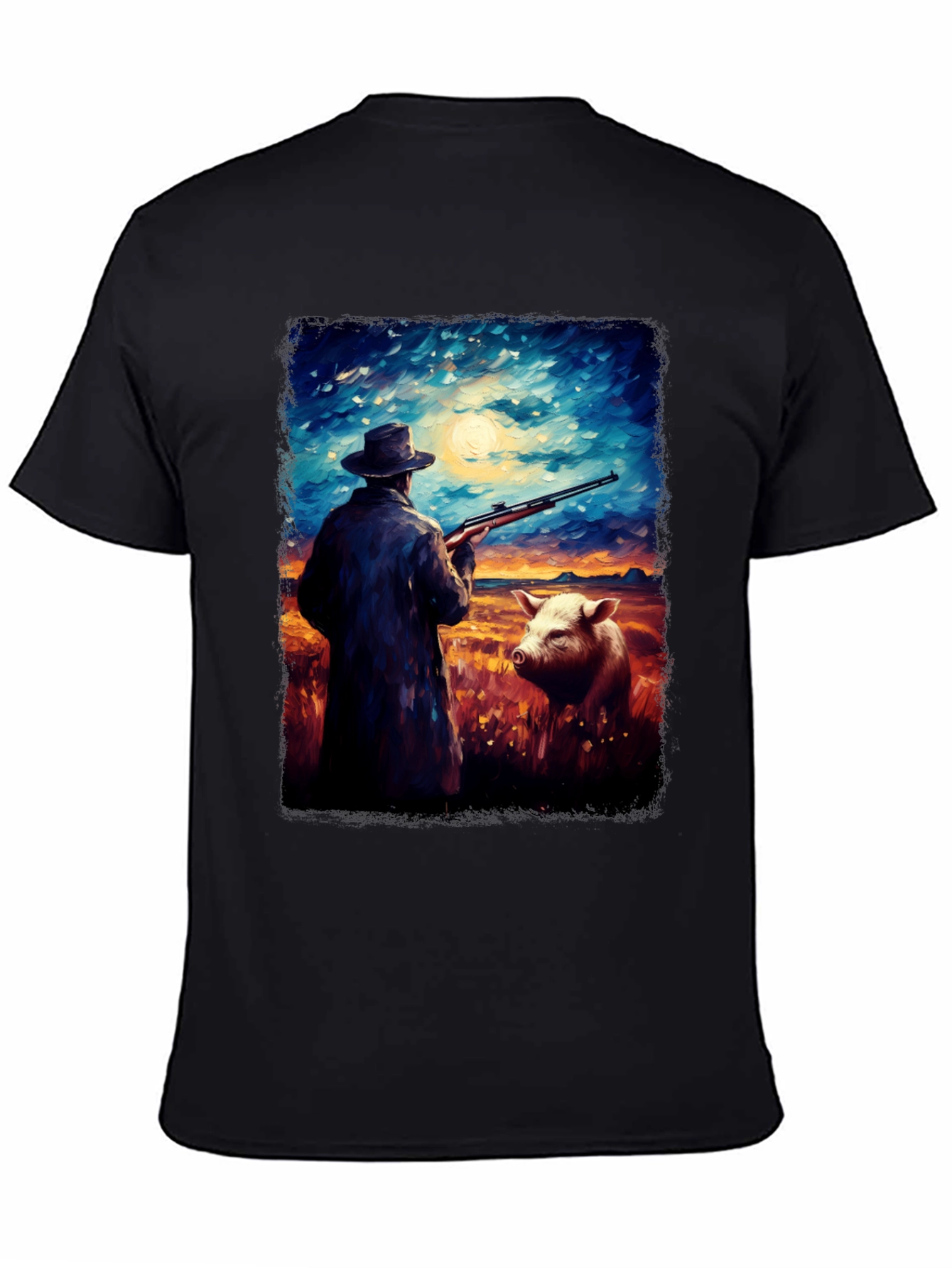 Hunter and Pig Art Graphic Tee
