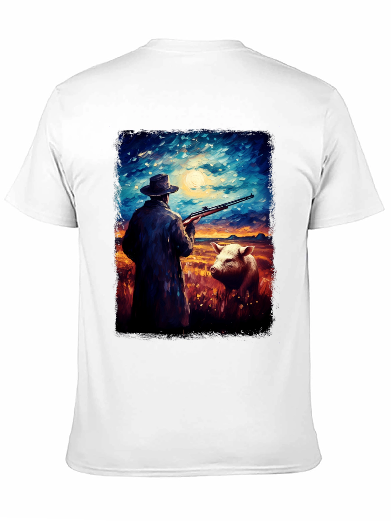 Hunter and Pig Art Graphic Tee