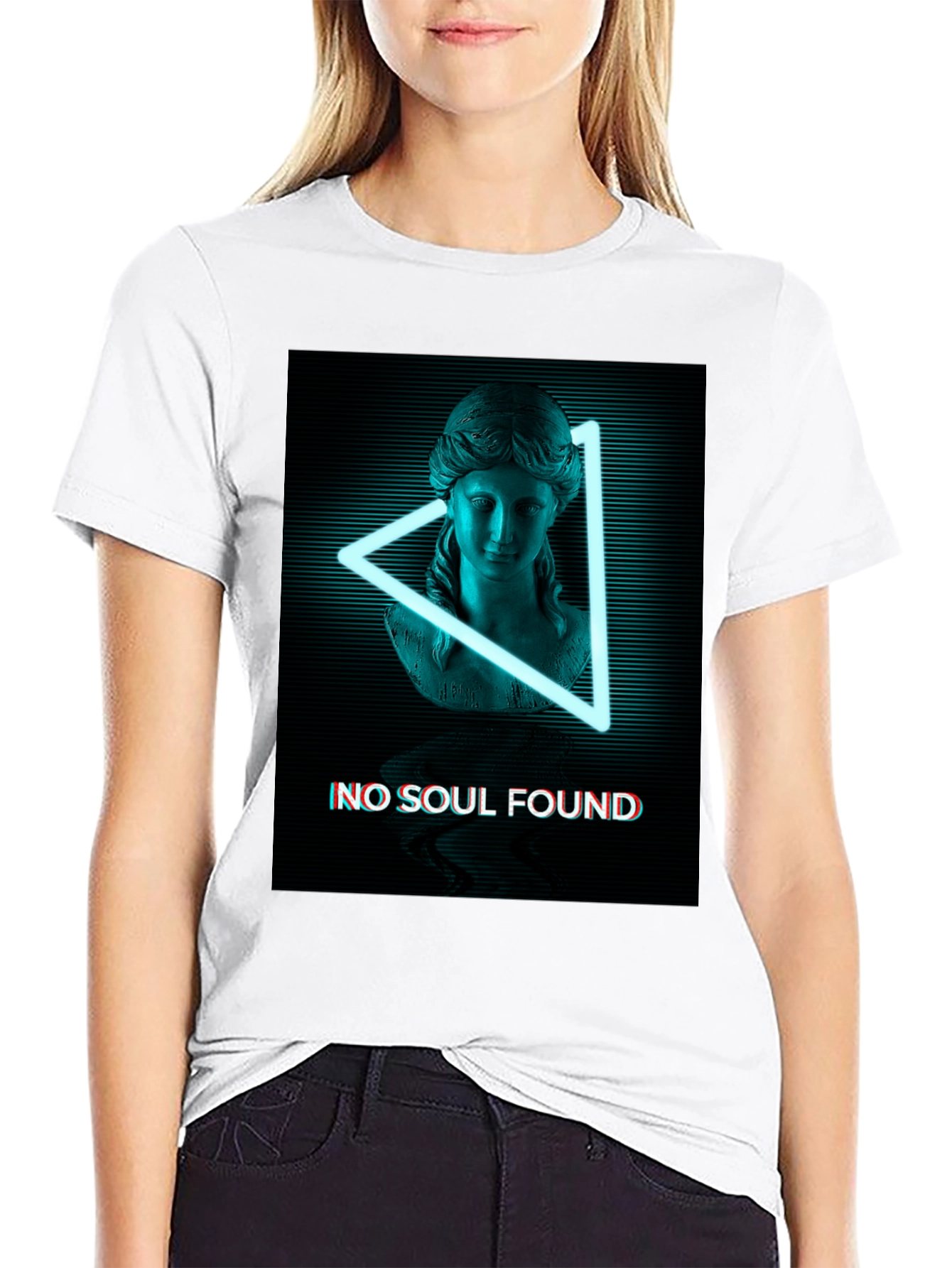 Neon Statue Graphic Tee - No Soul Found T-Shirt