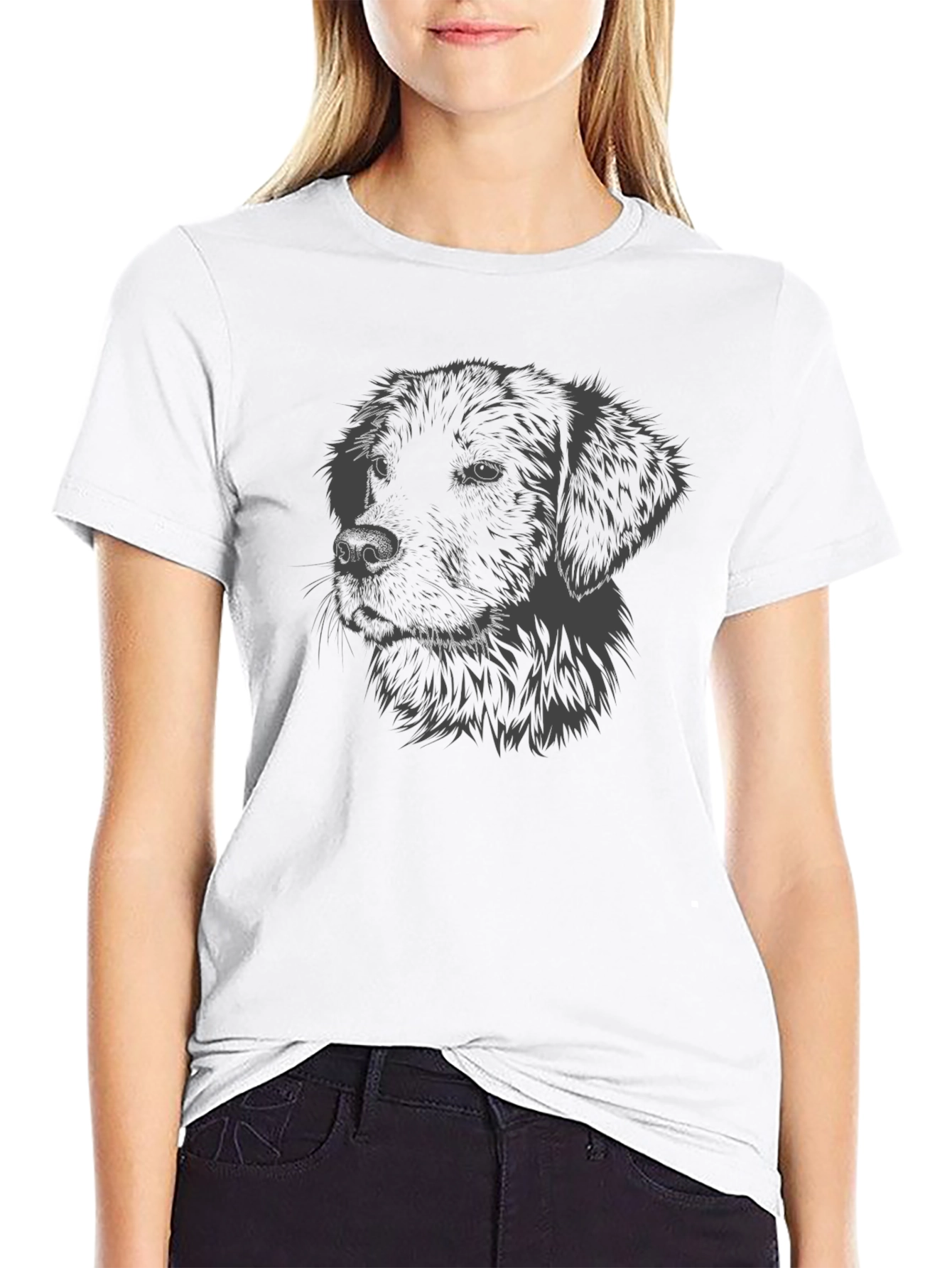 Dog Graphic Print Black T-Shirt