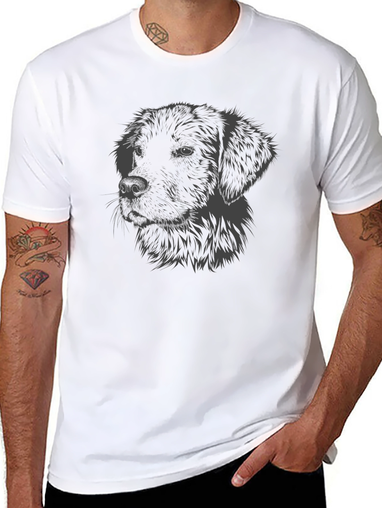 Dog Graphic Print Black T-Shirt