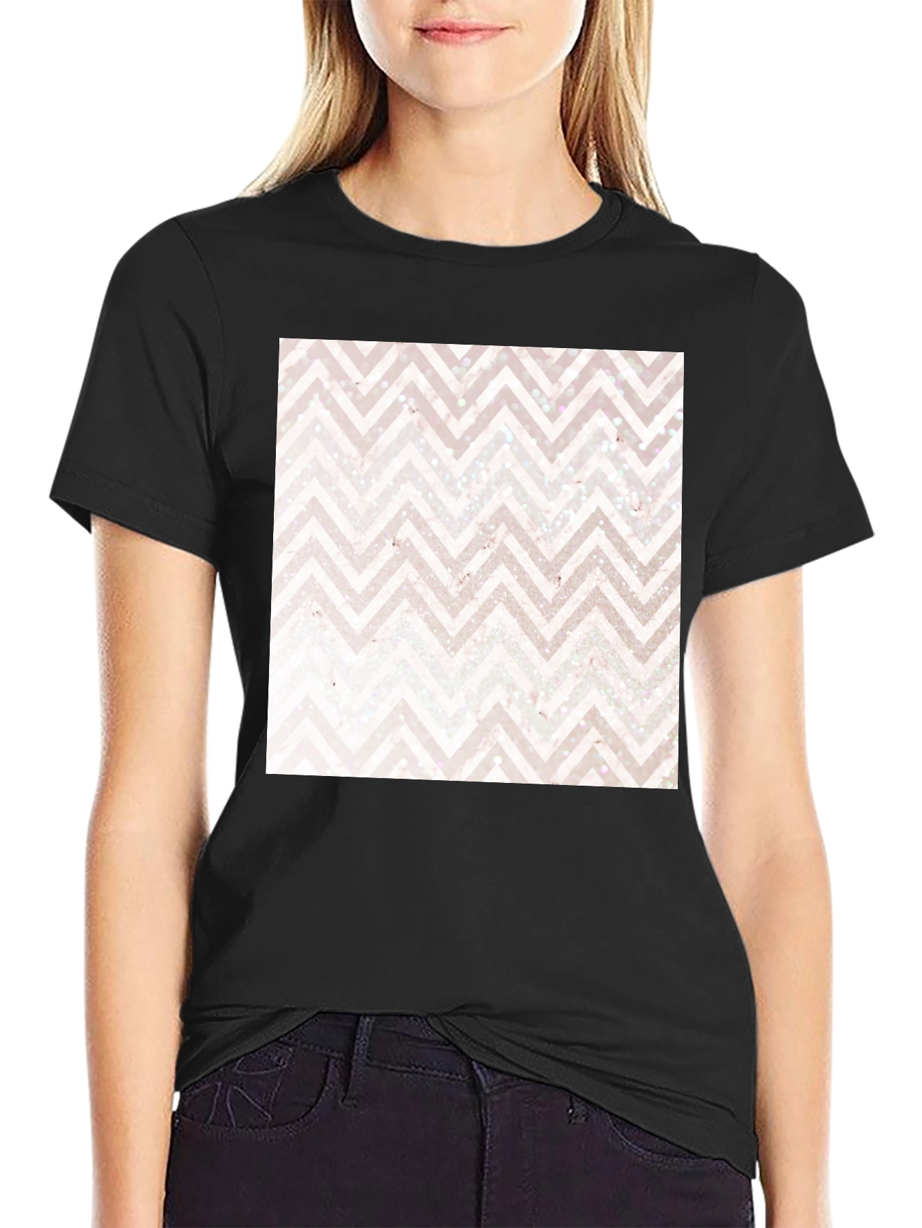 Chevron Pattern Black Tee