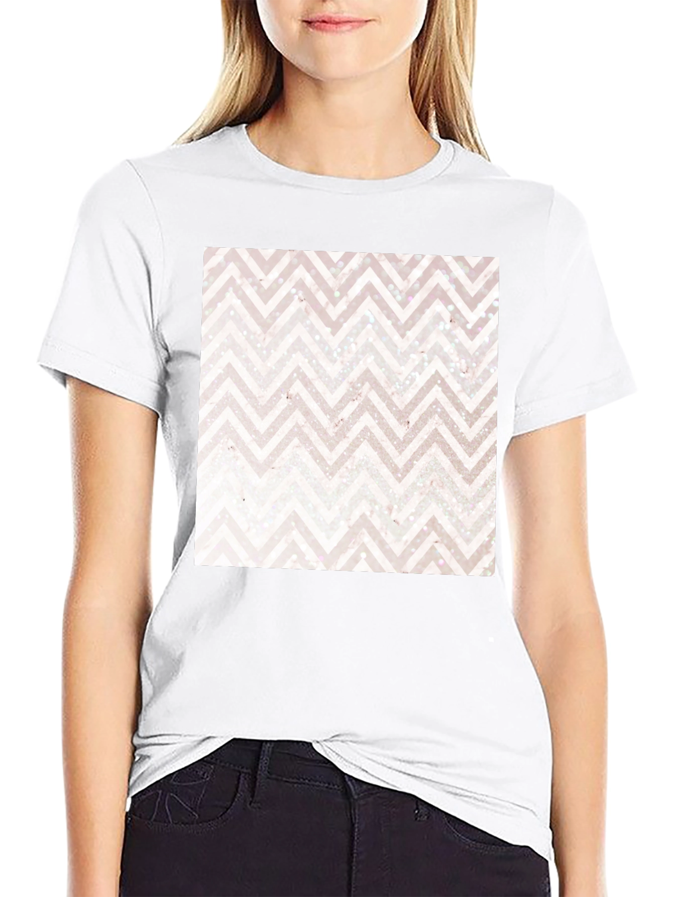 Chevron Pattern Black Tee