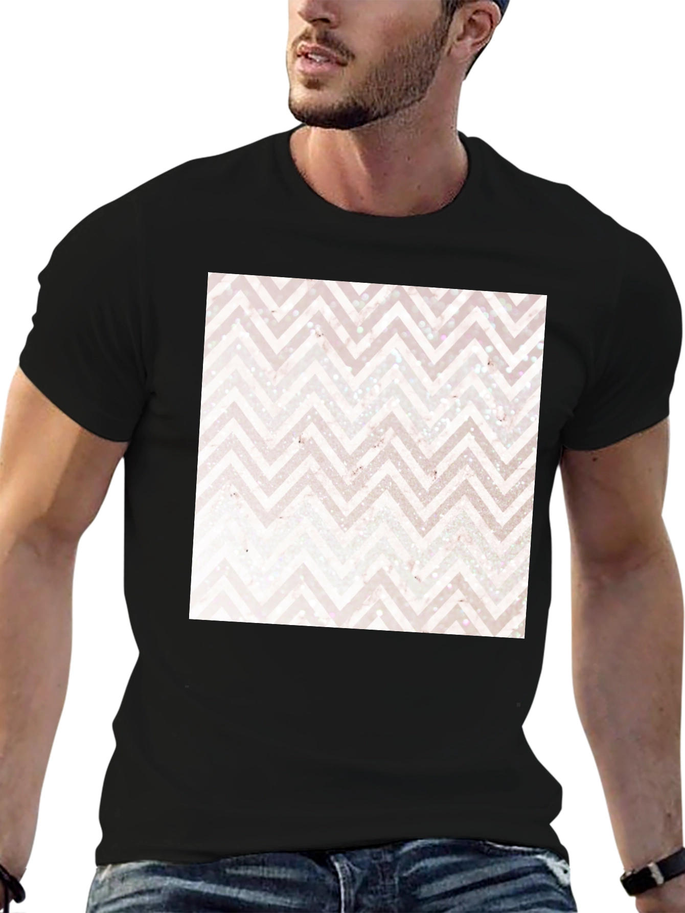 Chevron Pattern Black Tee