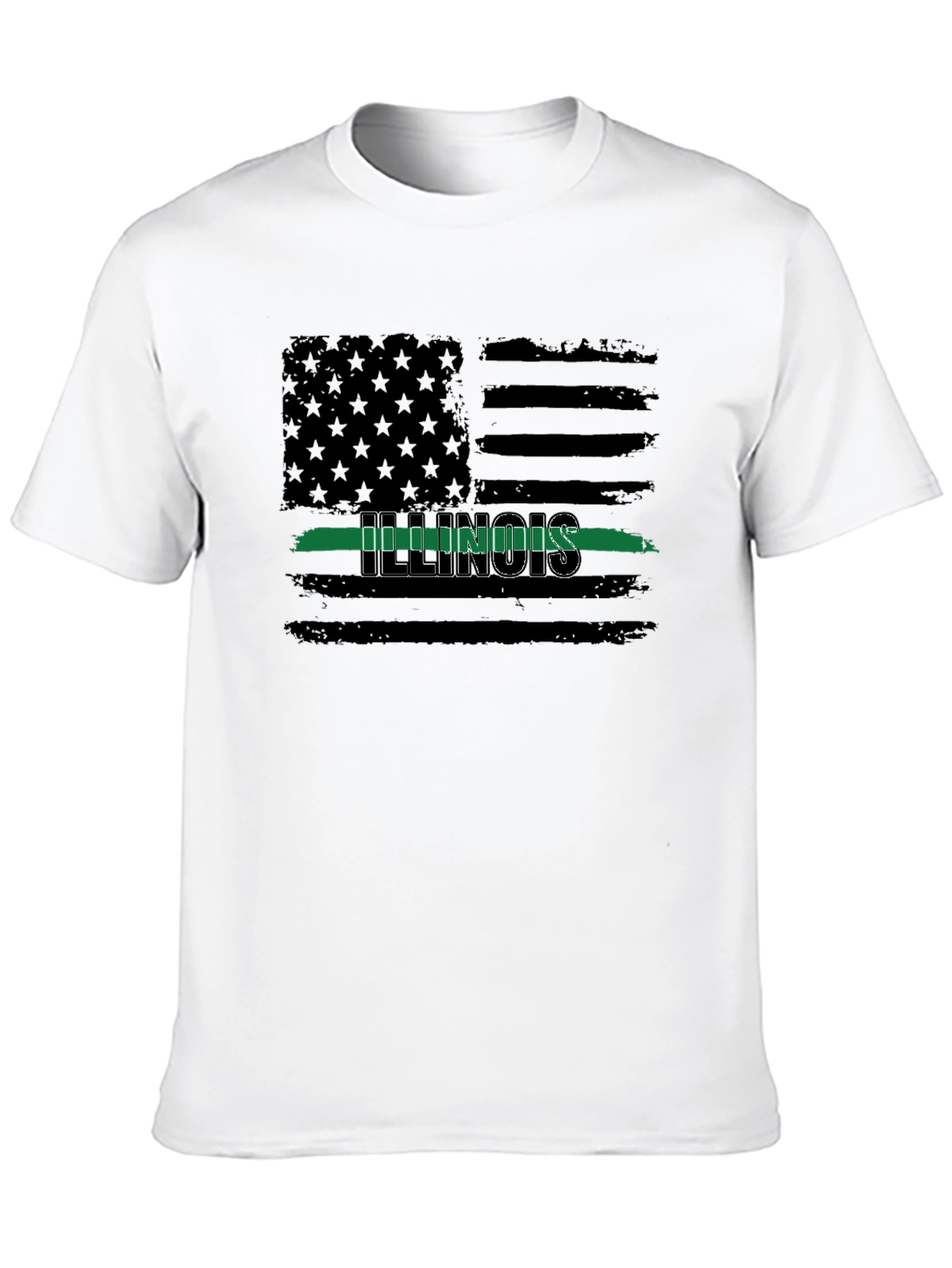 Illinois Thin Green Line Flag T-Shirt