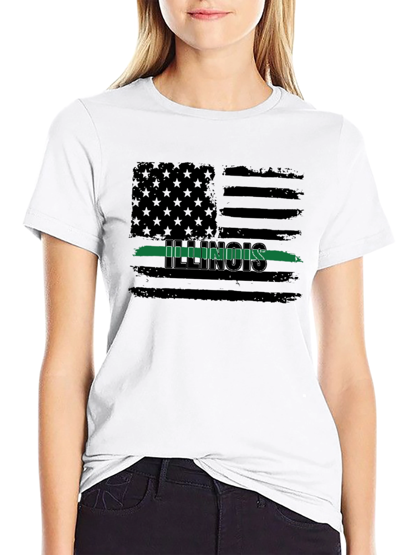 Illinois Thin Green Line Flag T-Shirt
