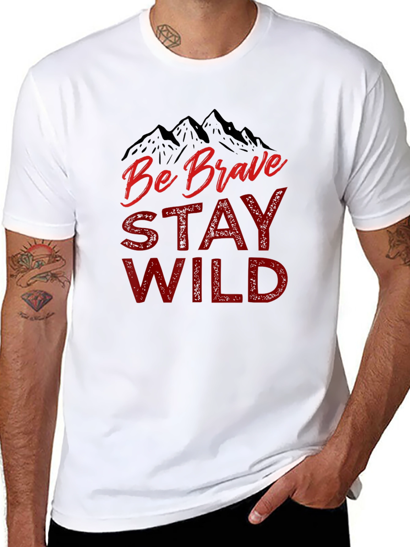 Be Brave Stay Wild Graphic Tee - Black