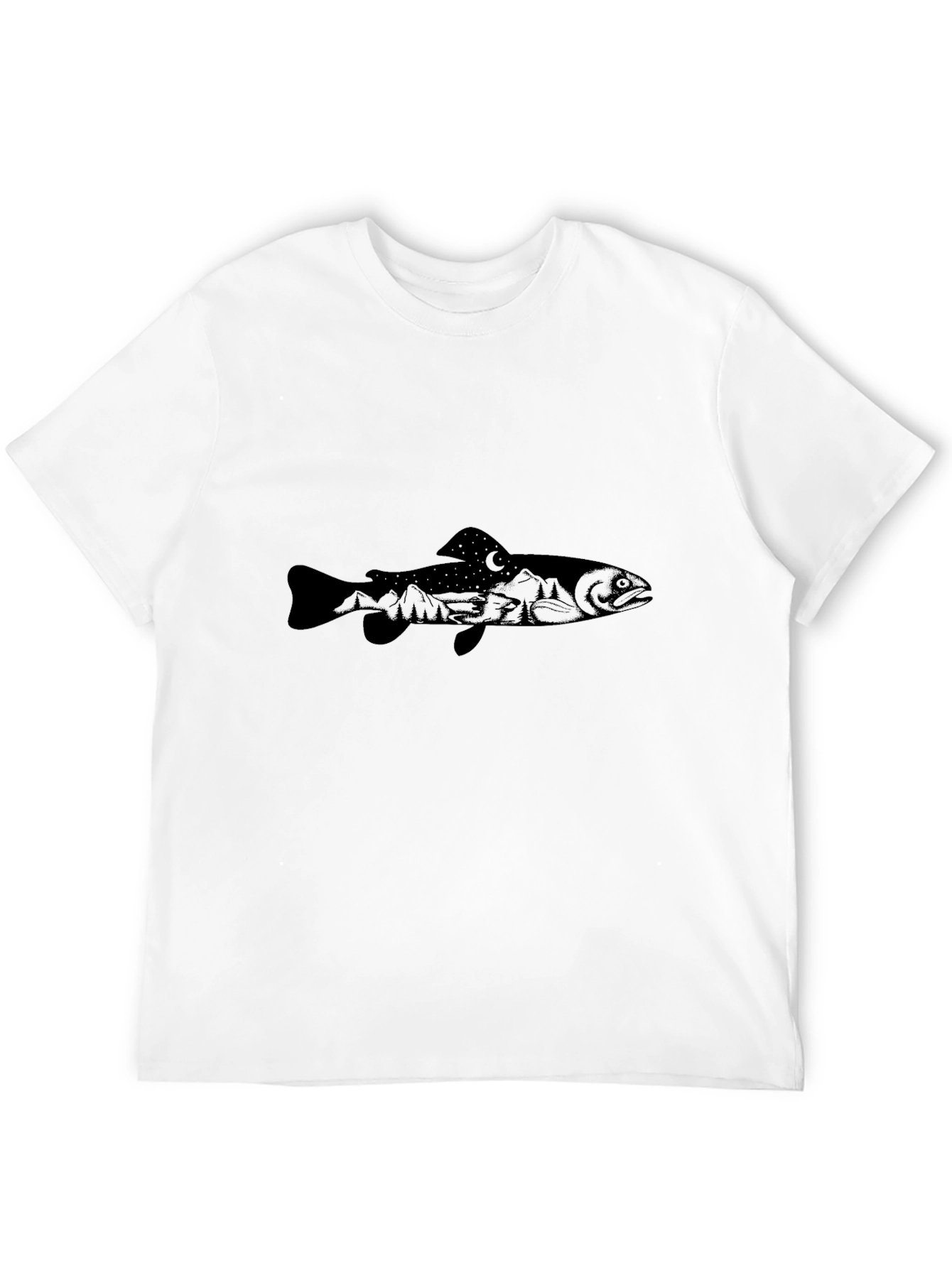 Mens Black Fish Graphic T-Shirt