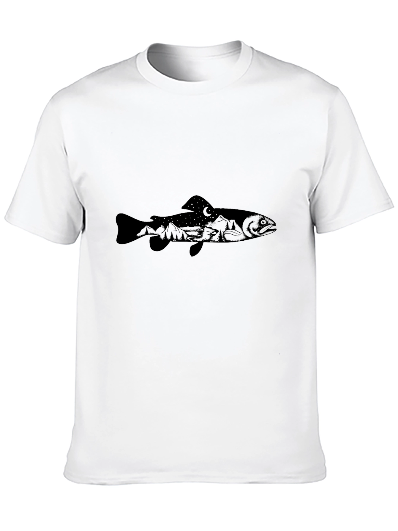 Mens Black Fish Graphic T-Shirt