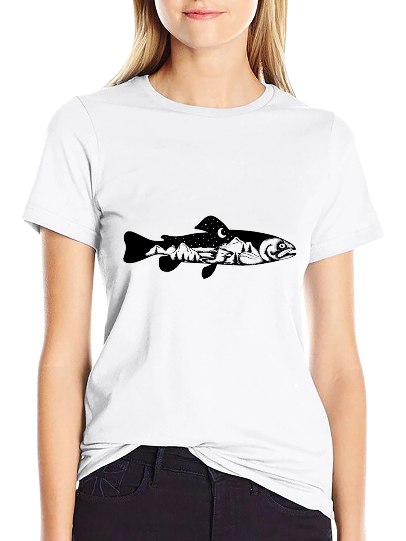 Mens Black Fish Graphic T-Shirt
