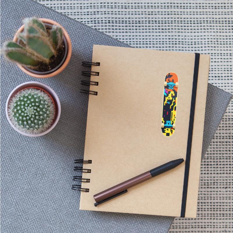 A pixel art of a Skateboard