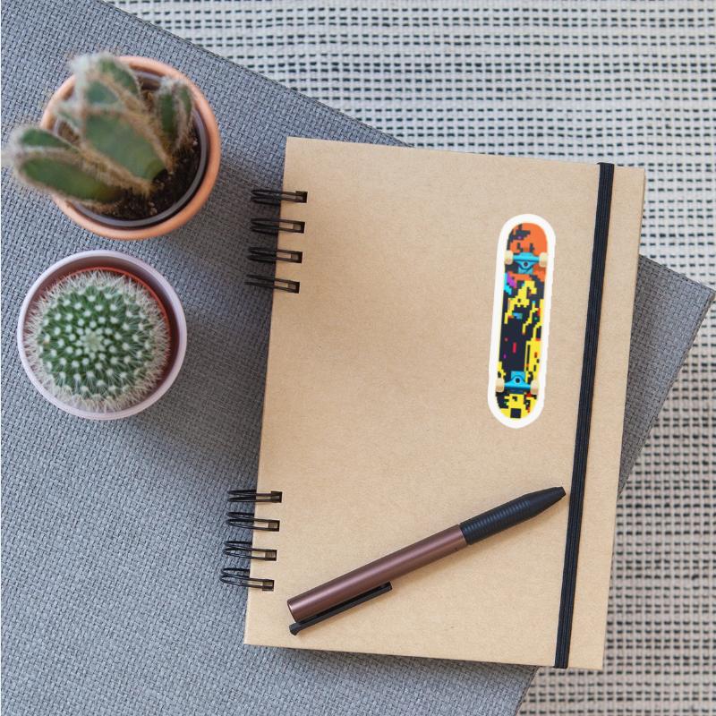 A pixel art of a Skateboard