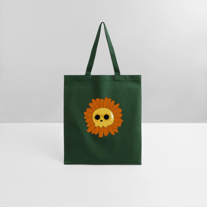 a skull in the middle of a sunflower With sunglass