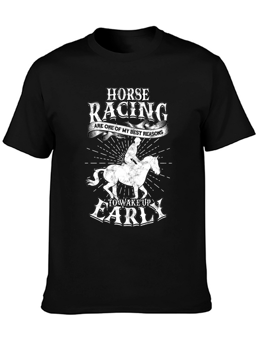 Horse Racing Wake Up Early Graphic T-Shirt