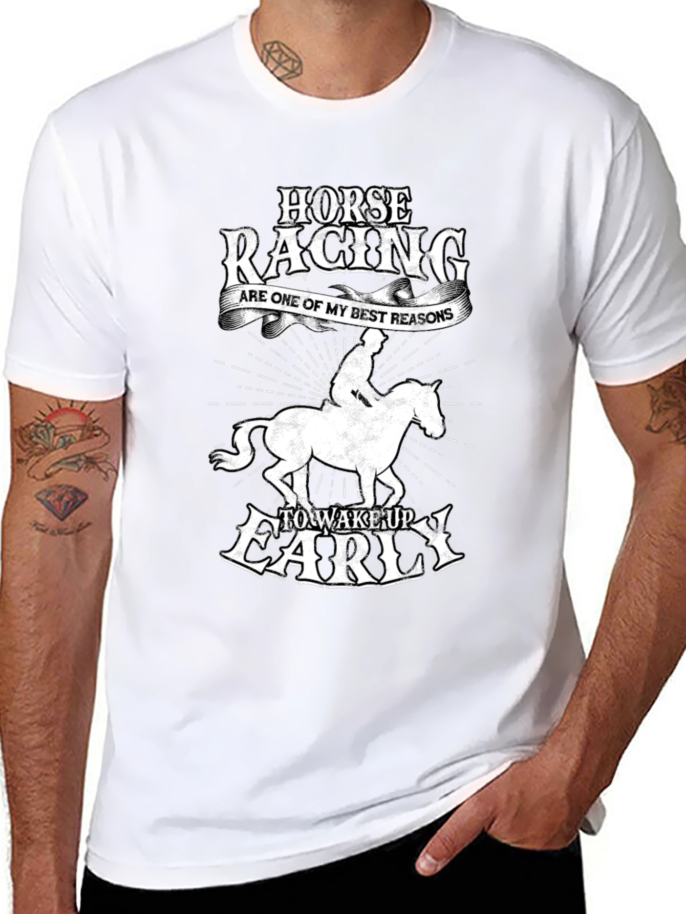 Horse Racing Wake Up Early Graphic T-Shirt