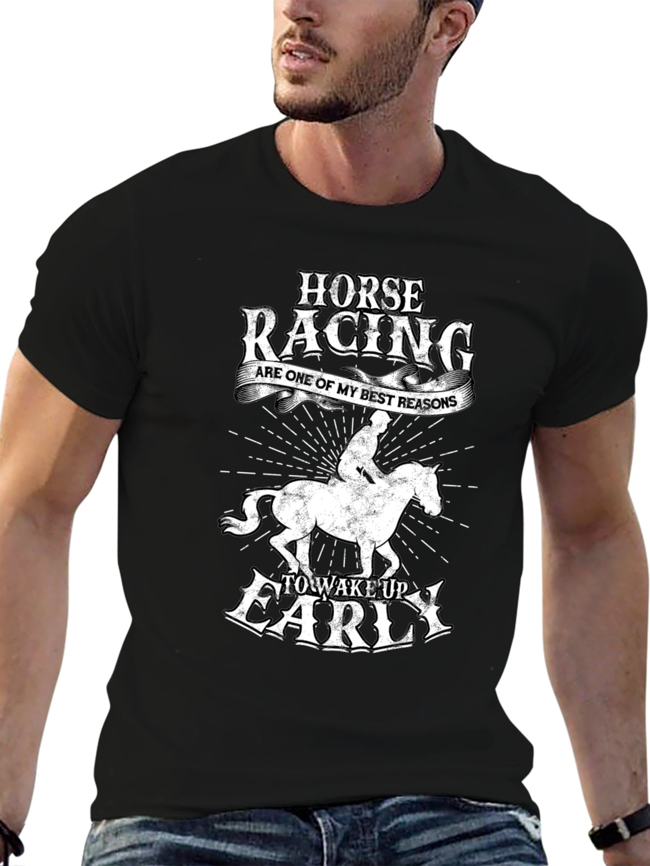 Horse Racing Wake Up Early Graphic T-Shirt
