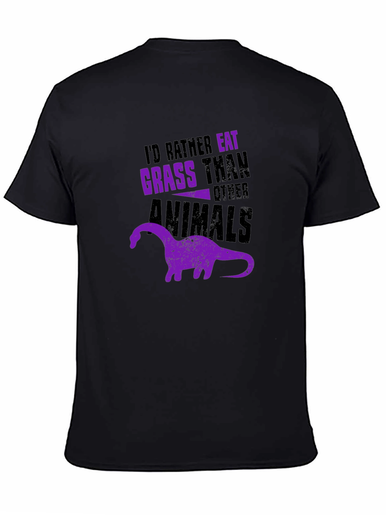 Vegan Dinosaur Graphic T-Shirt - Eat Grass Not Animals