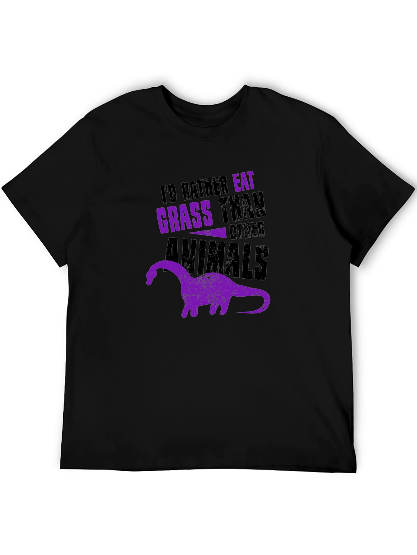 Vegan Dinosaur Graphic T-Shirt - Eat Grass Not Animals