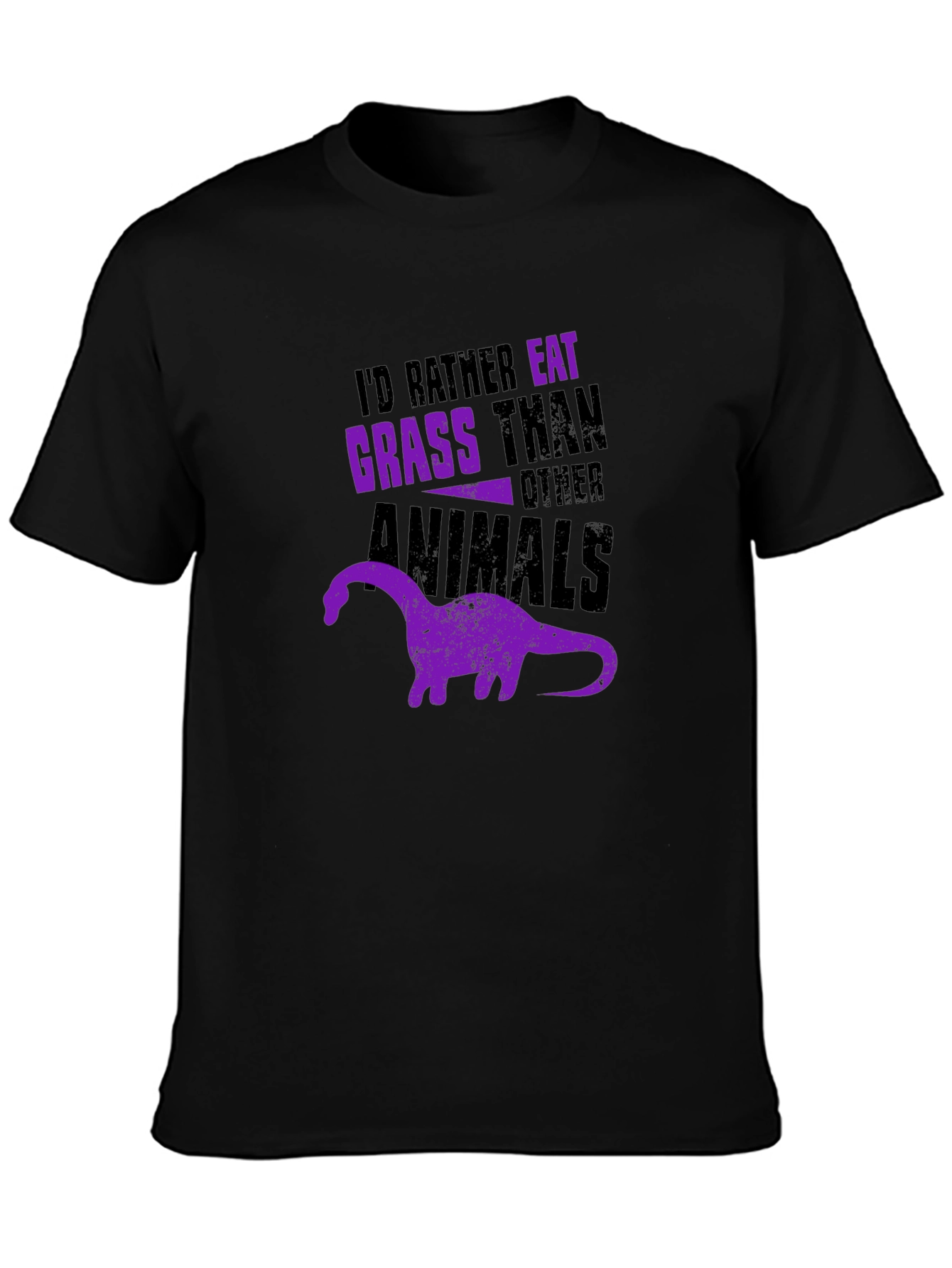 Vegan Dinosaur Graphic T-Shirt - Eat Grass Not Animals
