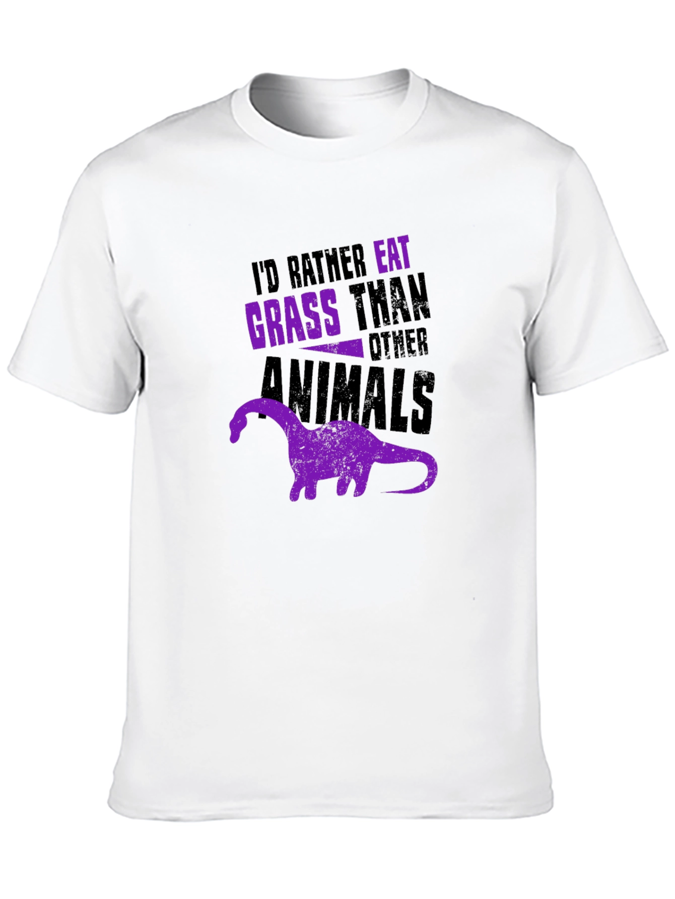 Vegan Dinosaur Graphic T-Shirt - Eat Grass Not Animals