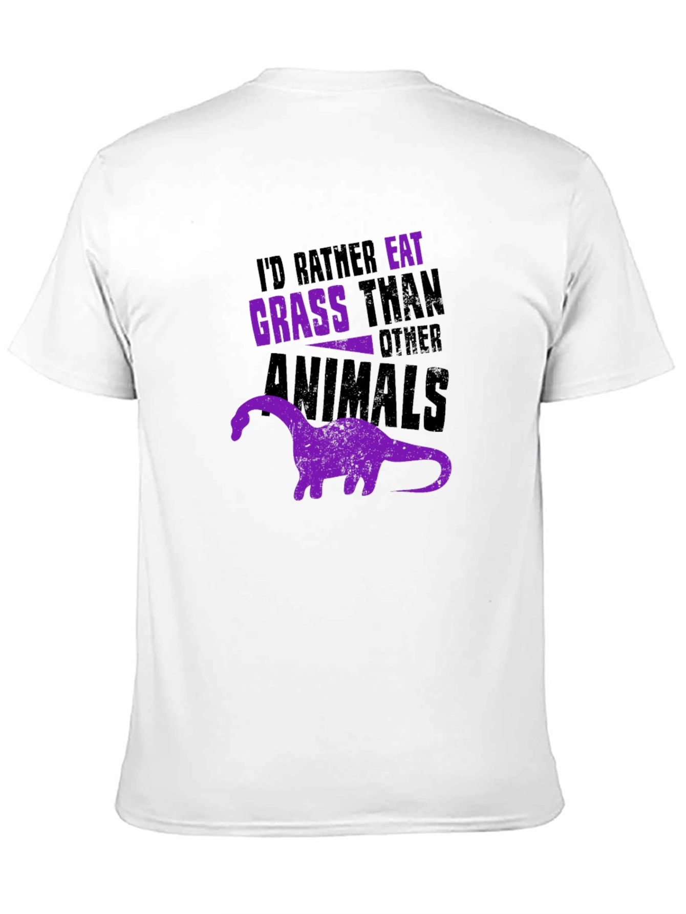 Vegan Dinosaur Graphic T-Shirt - Eat Grass Not Animals
