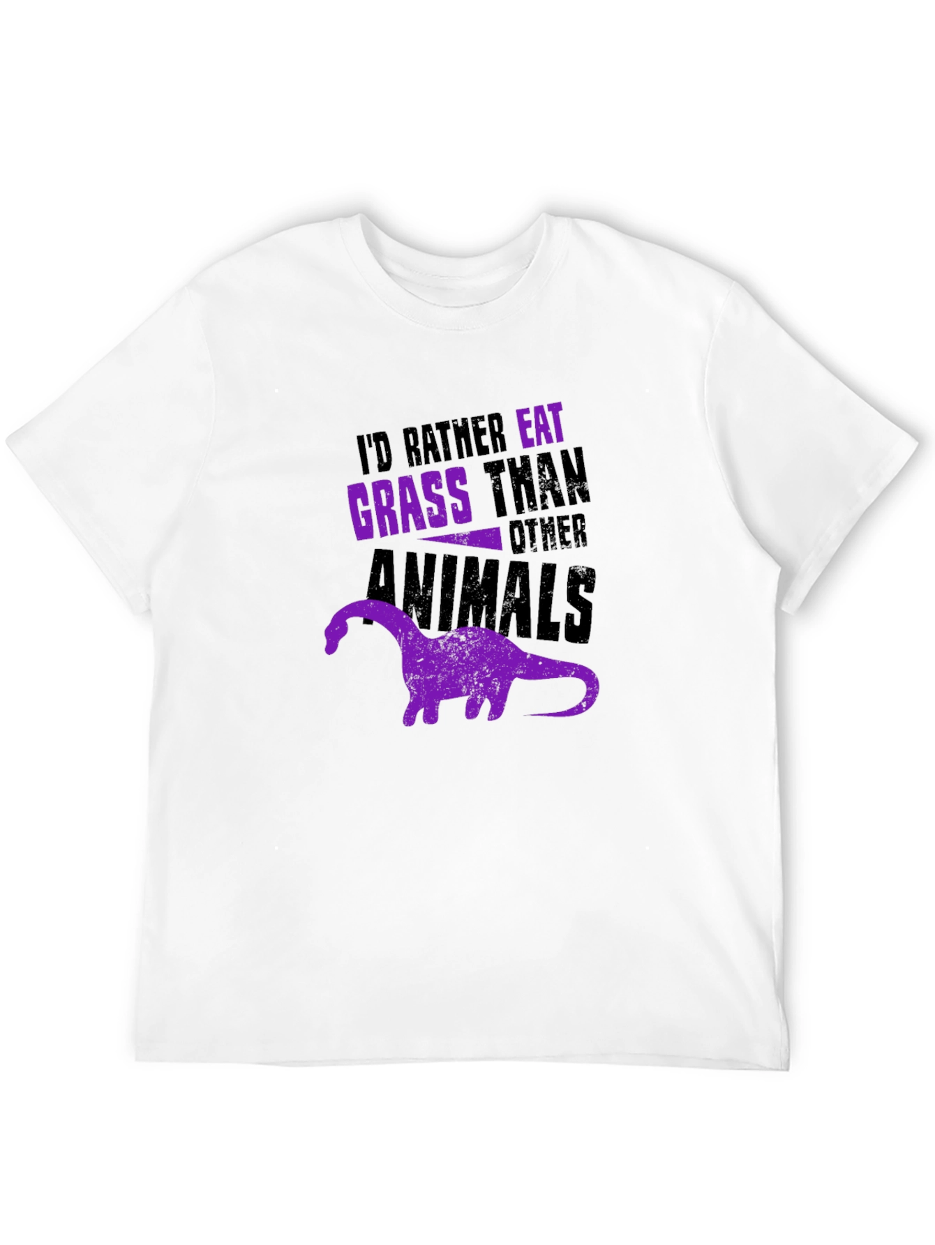 Vegan Dinosaur Graphic T-Shirt - Eat Grass Not Animals