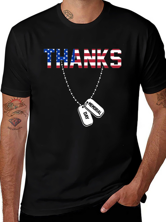 Memorial Day Thanks T-Shirt - Patriotic American Flag Design