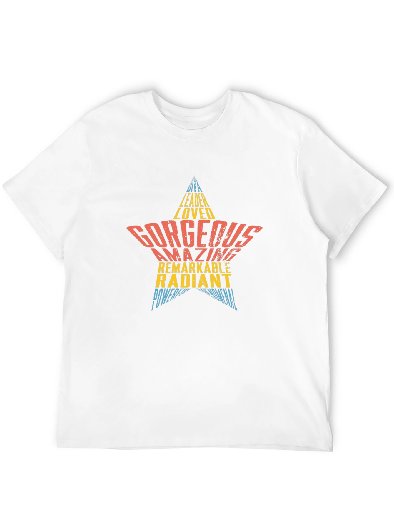 Stylish Graphic Star Word Art Tee Shirt