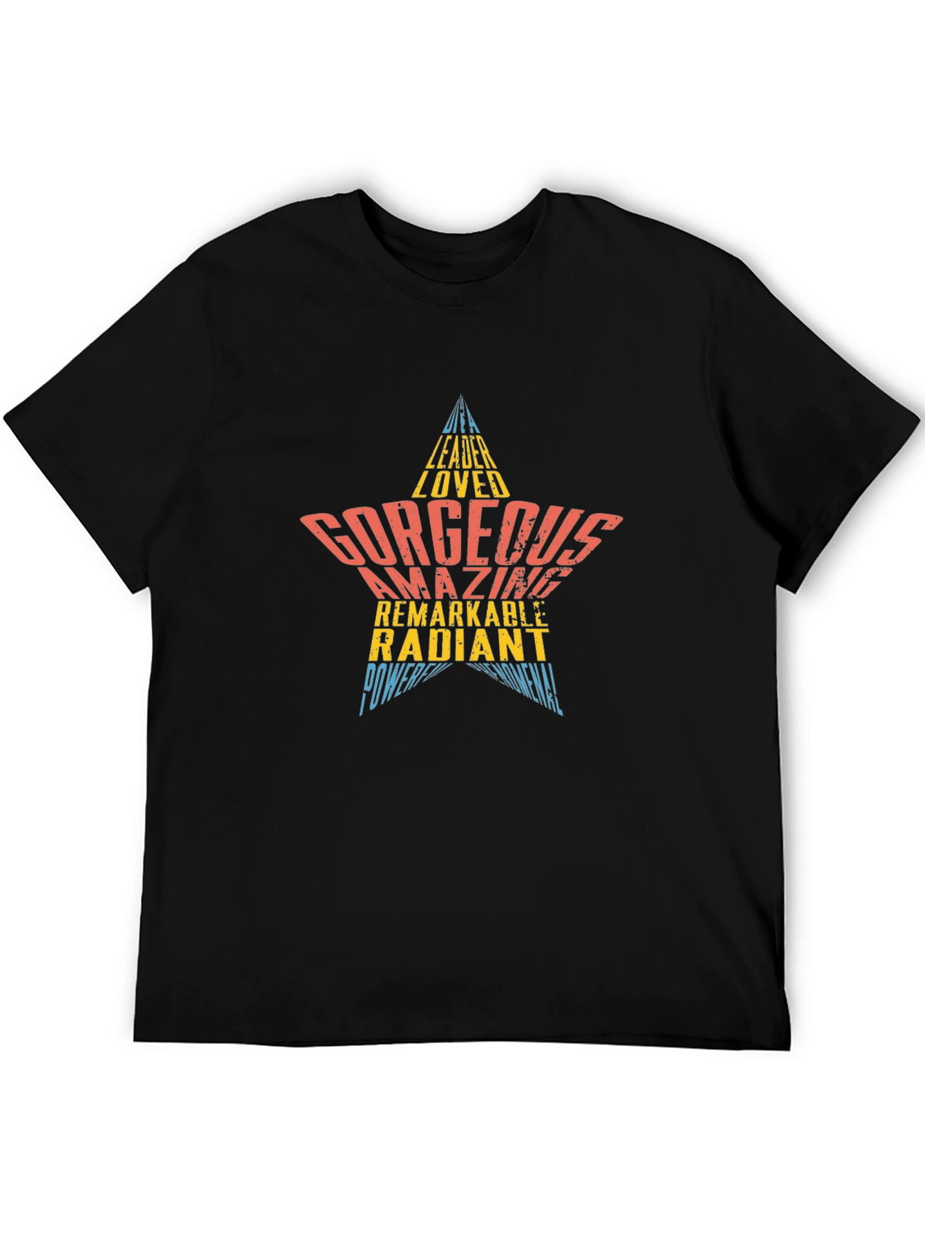 Stylish Graphic Star Word Art Tee Shirt
