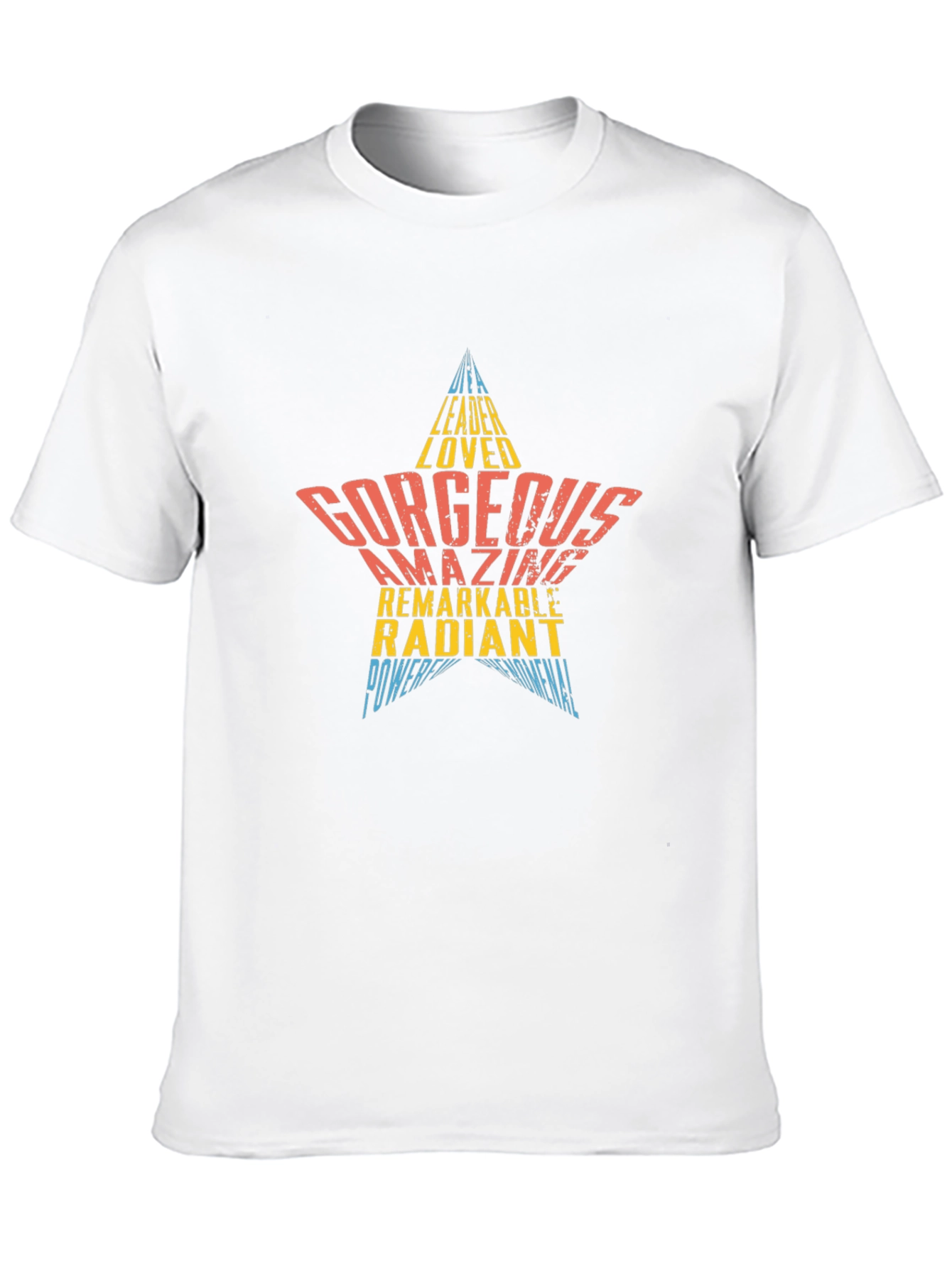 Stylish Graphic Star Word Art Tee Shirt