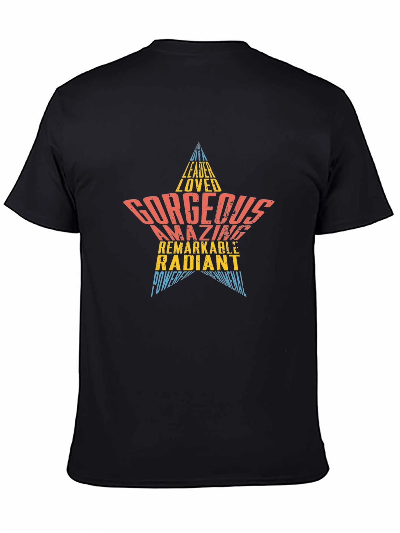 Stylish Graphic Star Word Art Tee Shirt