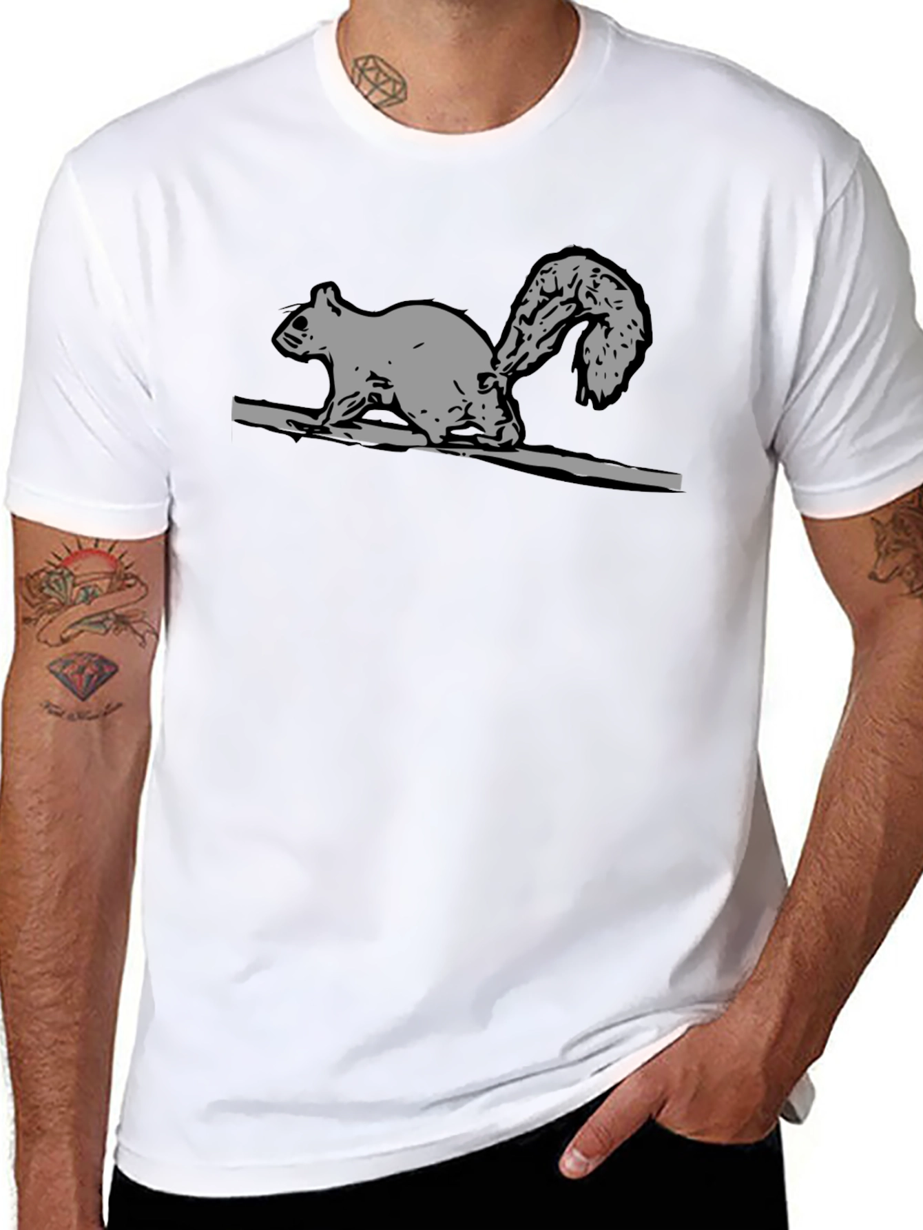 Squirrel Graphic Tee - Black Cotton Comfort
