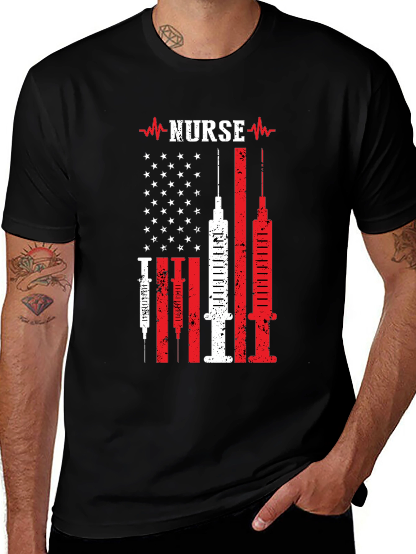 Nurse American Flag Syringe T-Shirt