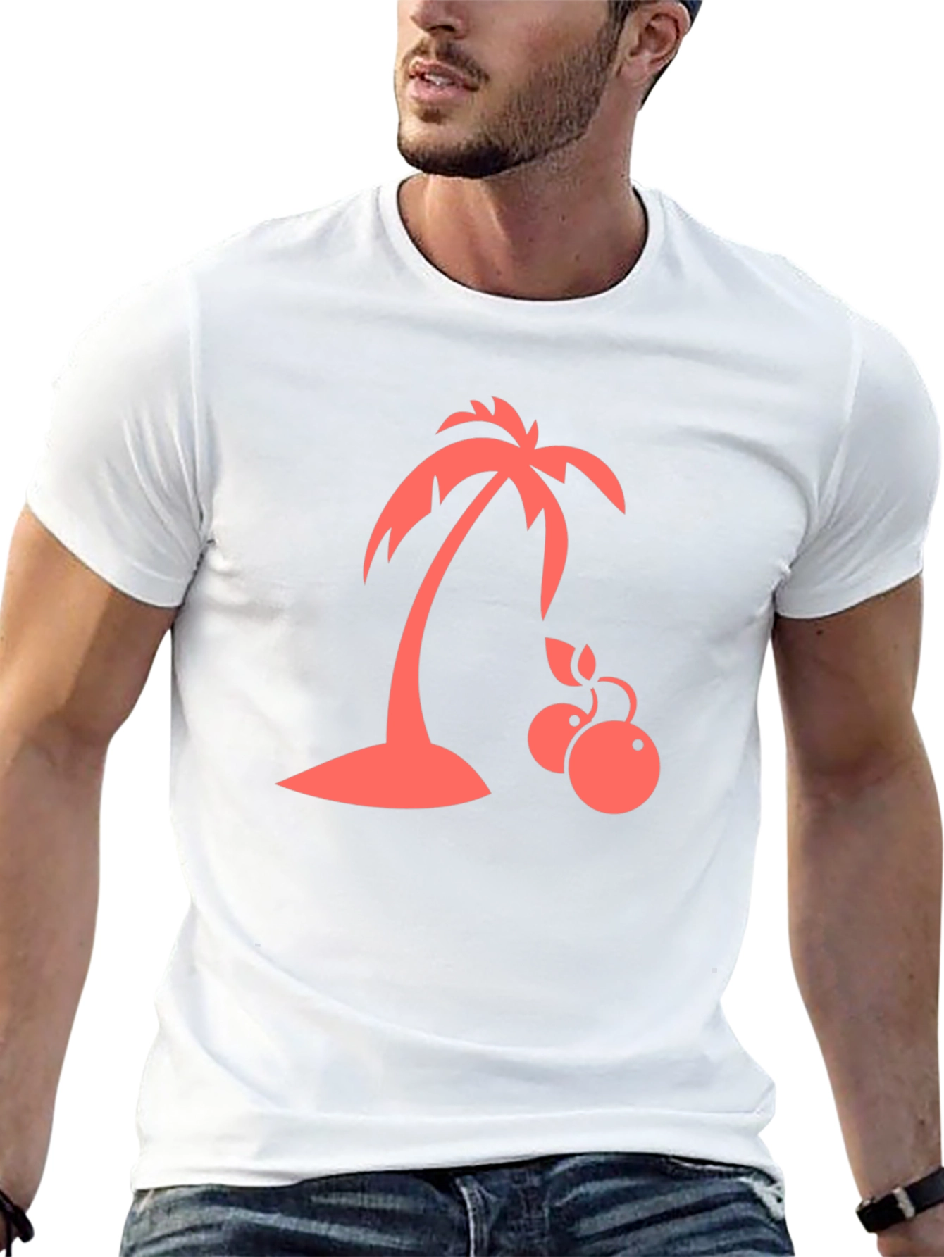 Tropical Palm Tree Graphic T-Shirt - Black