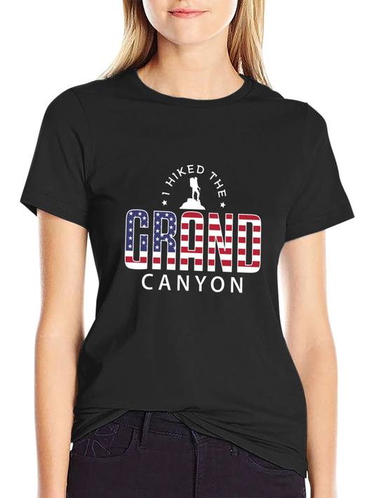 Grand Canyon Hiker Graphic Tee - American Flag Design