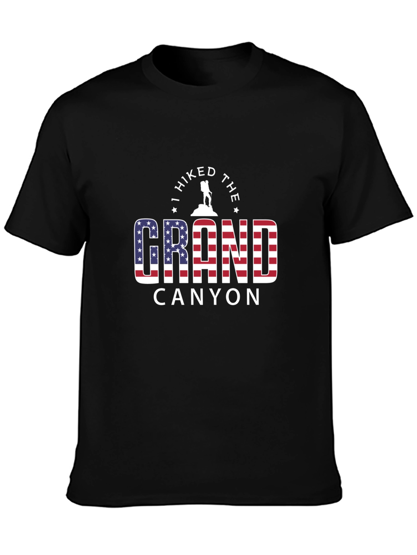 Grand Canyon Hiker Graphic Tee - American Flag Design