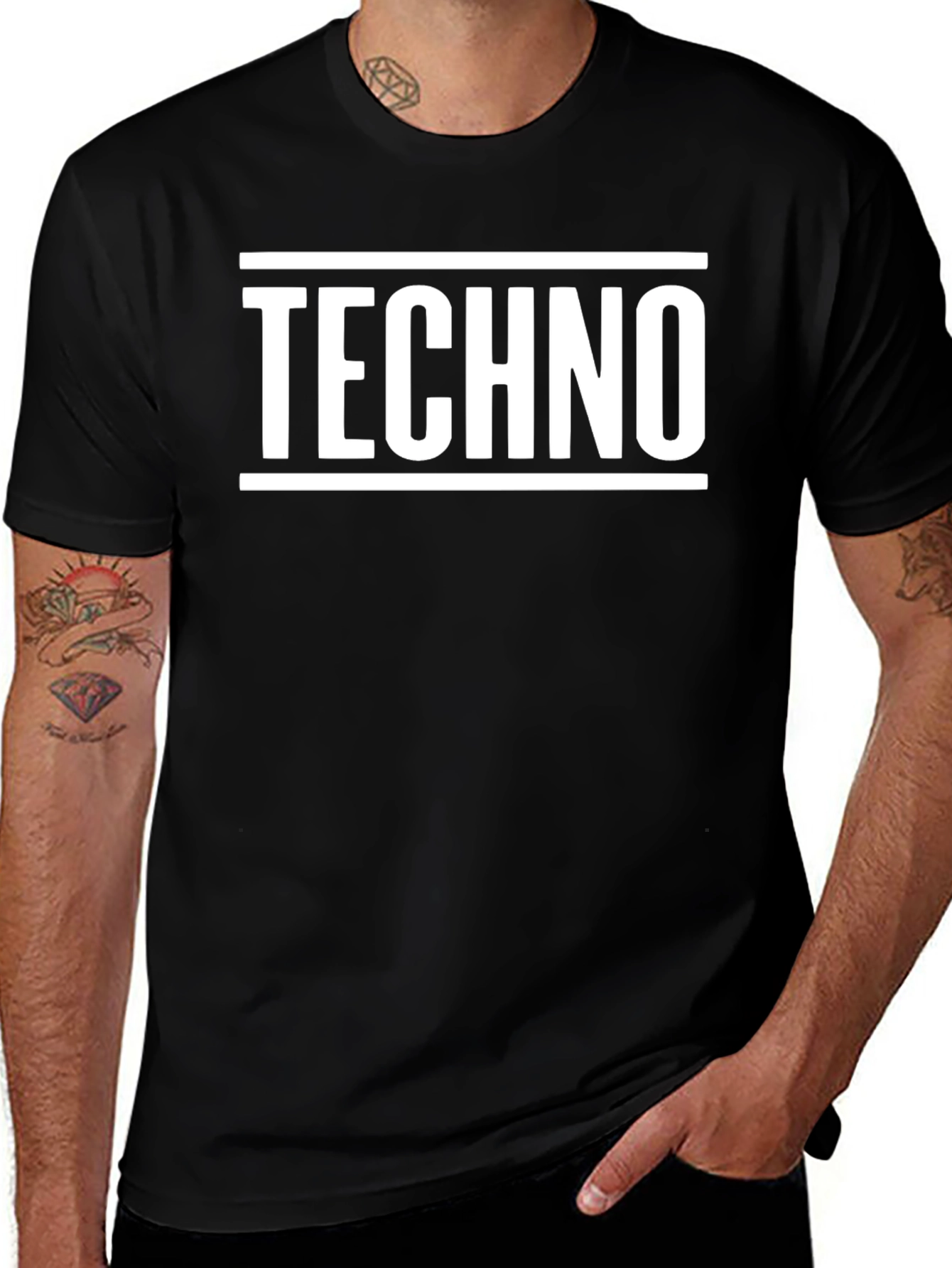 Techno Music Graphic Black T-Shirt