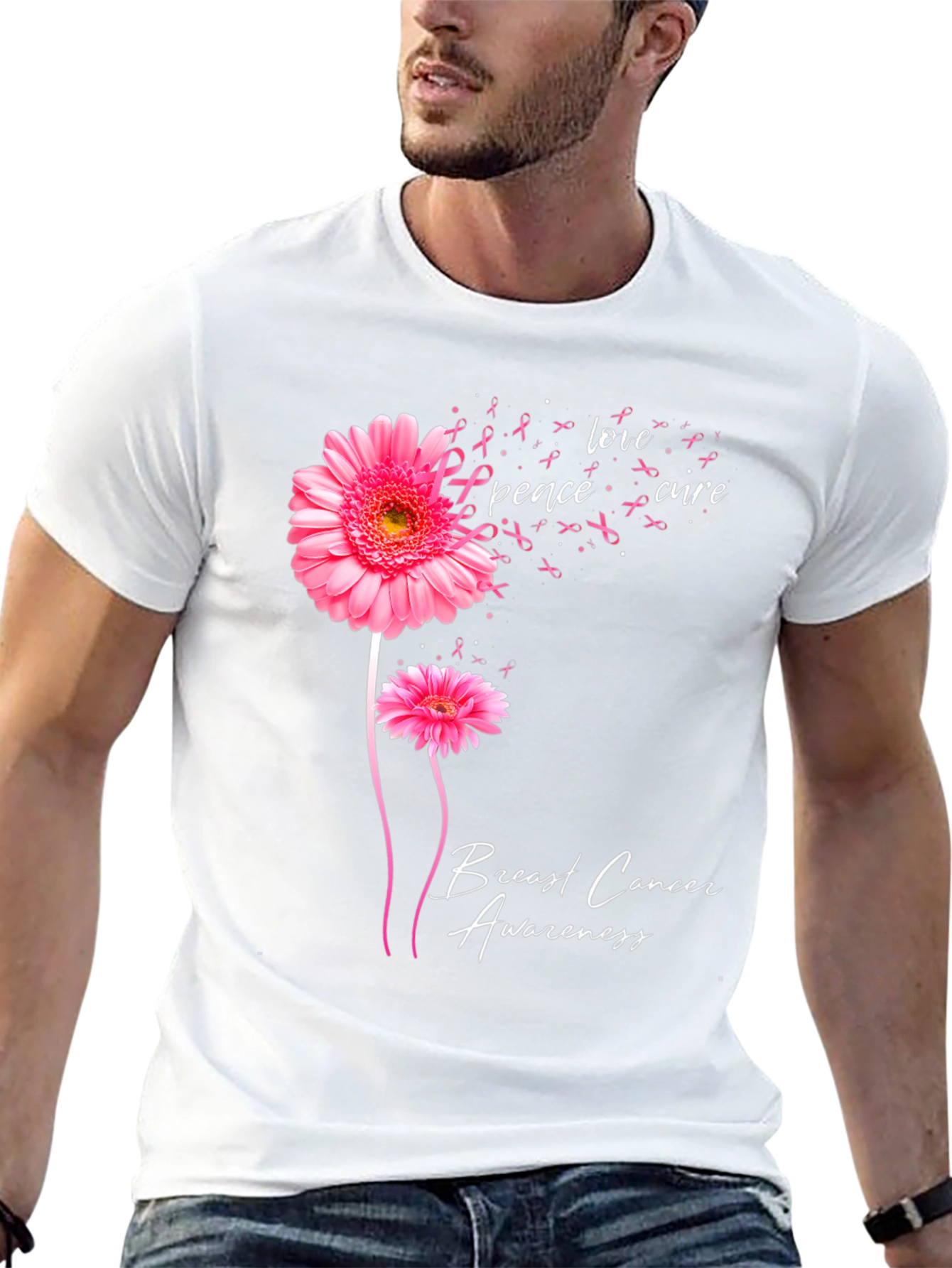 Breast Cancer Awareness Flower Graphic Tee