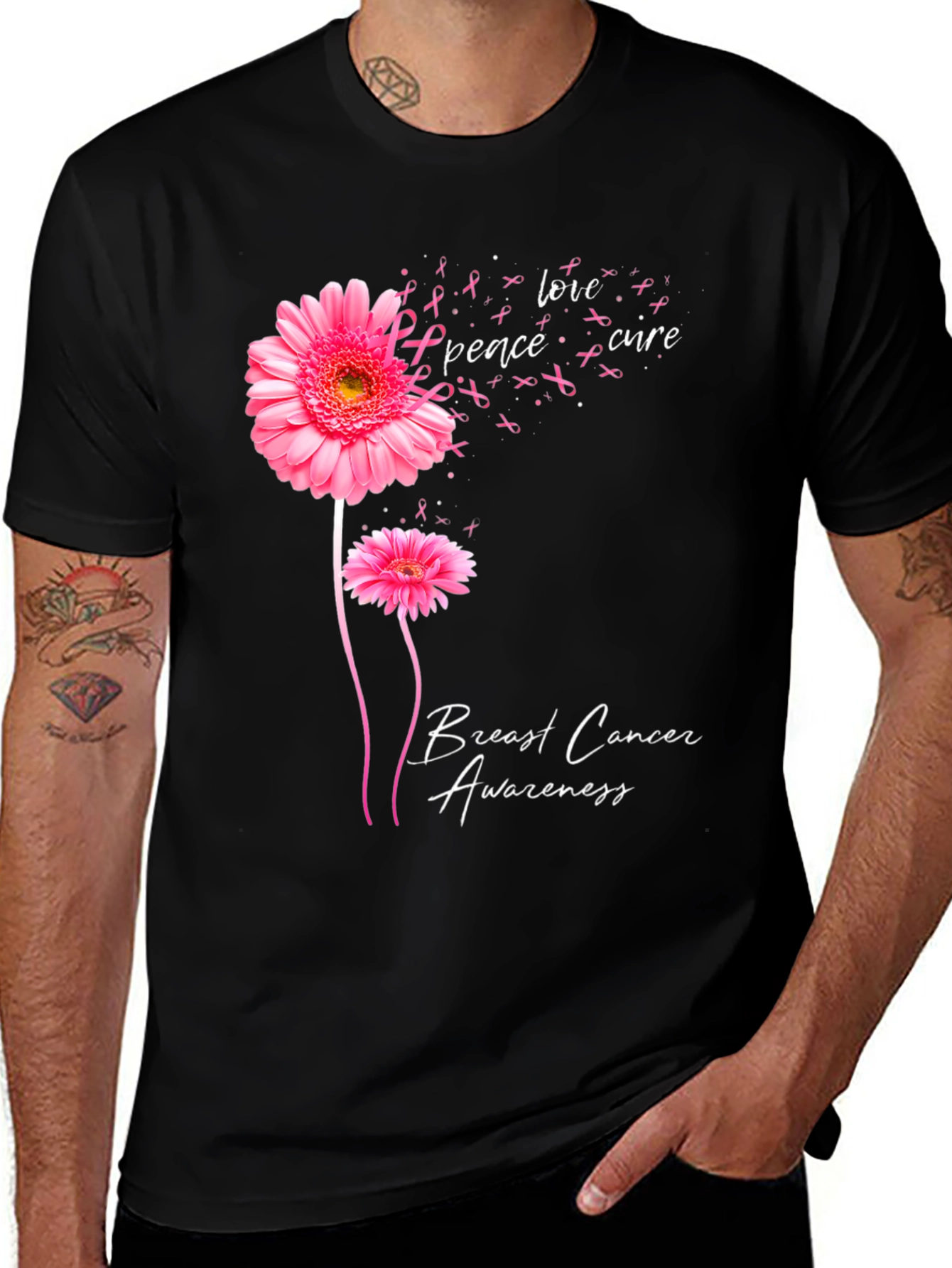 Breast Cancer Awareness Flower Graphic Tee