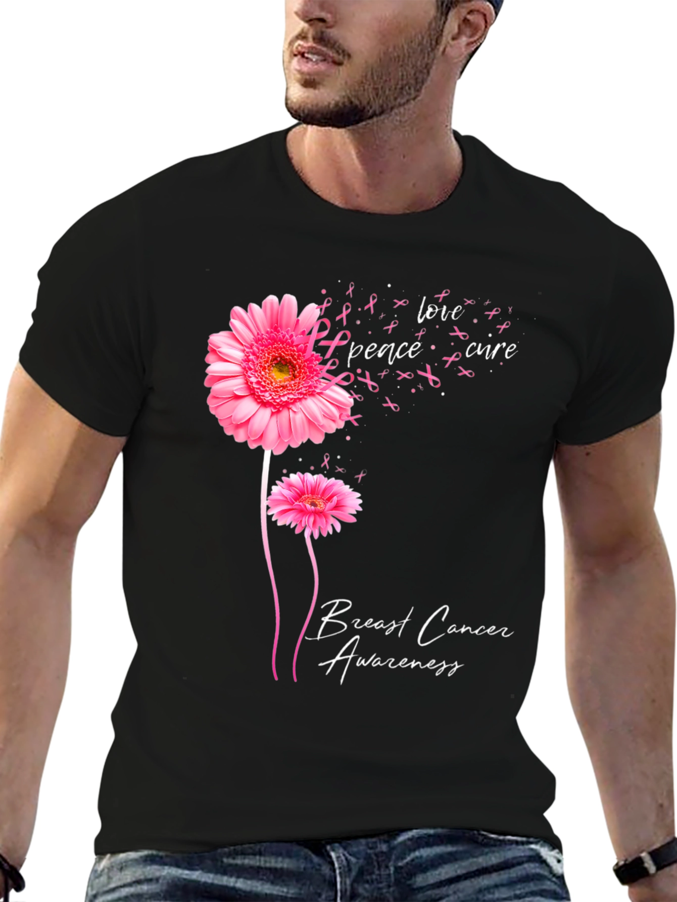 Breast Cancer Awareness Flower Graphic Tee