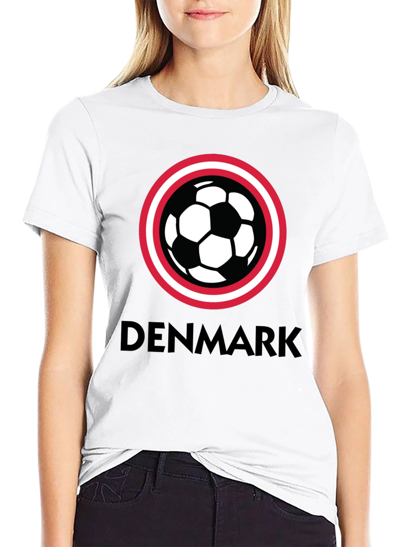 Denmark Soccer Ball T-Shirt - Black Graphic Tee