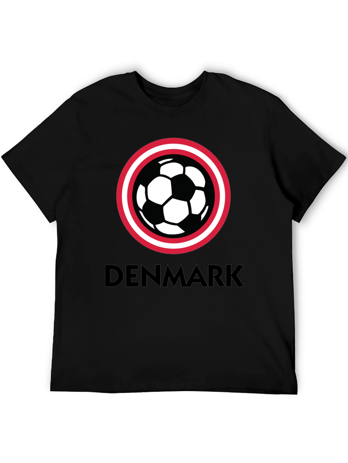 Denmark Soccer Ball T-Shirt - Black Graphic Tee