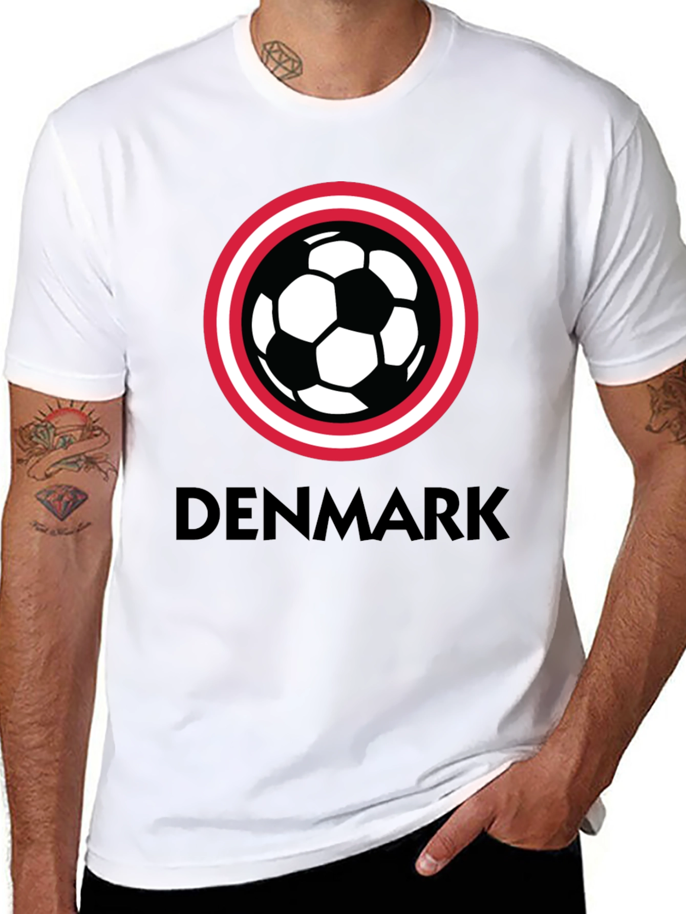 Denmark Soccer Ball T-Shirt - Black Graphic Tee