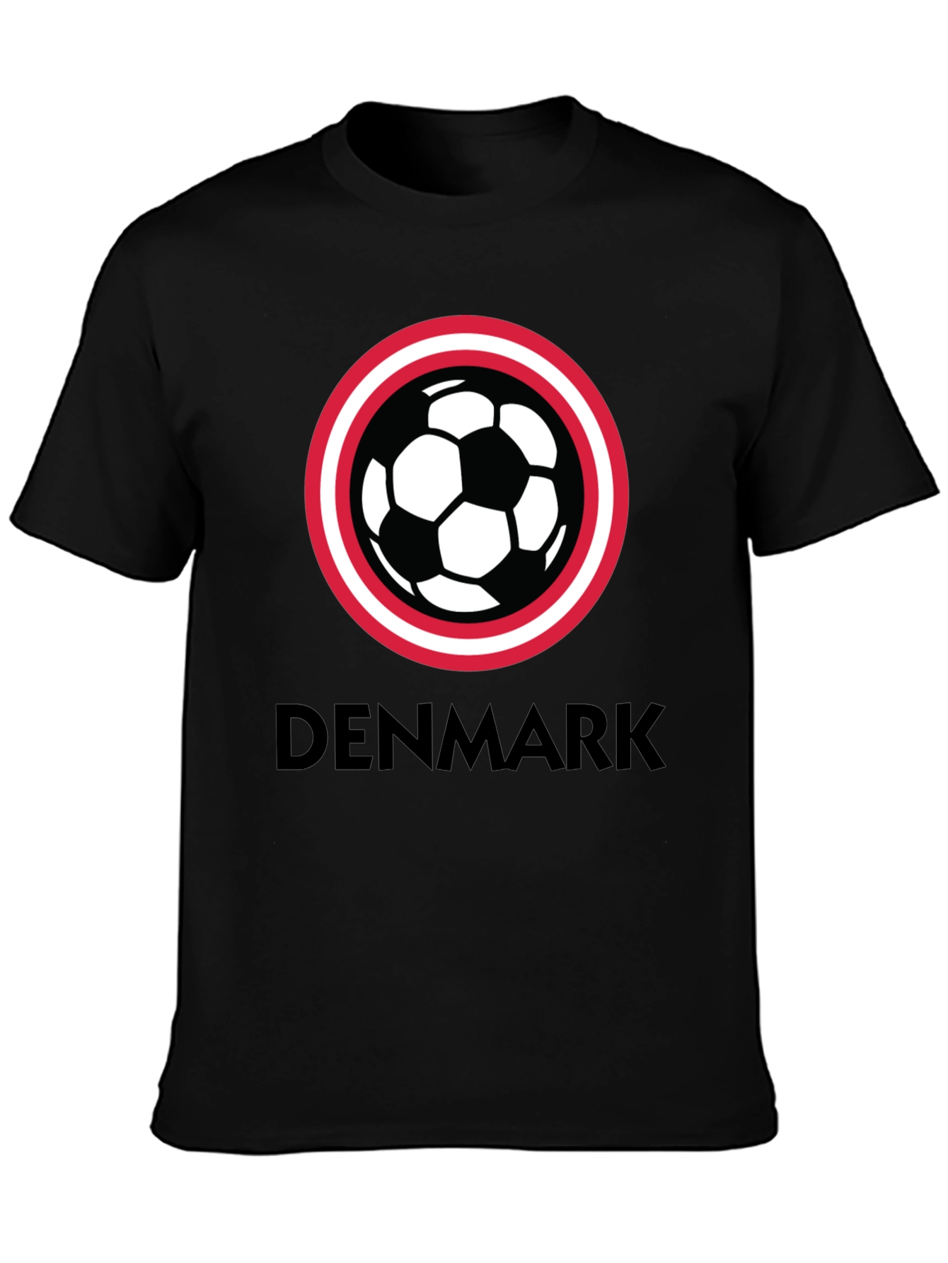 Denmark Soccer Ball T-Shirt - Black Graphic Tee