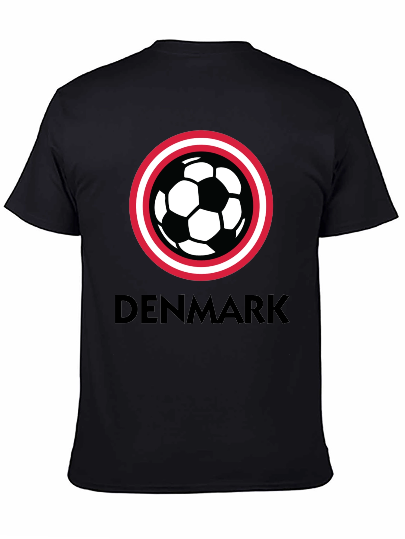 Denmark Soccer Ball T-Shirt - Black Graphic Tee