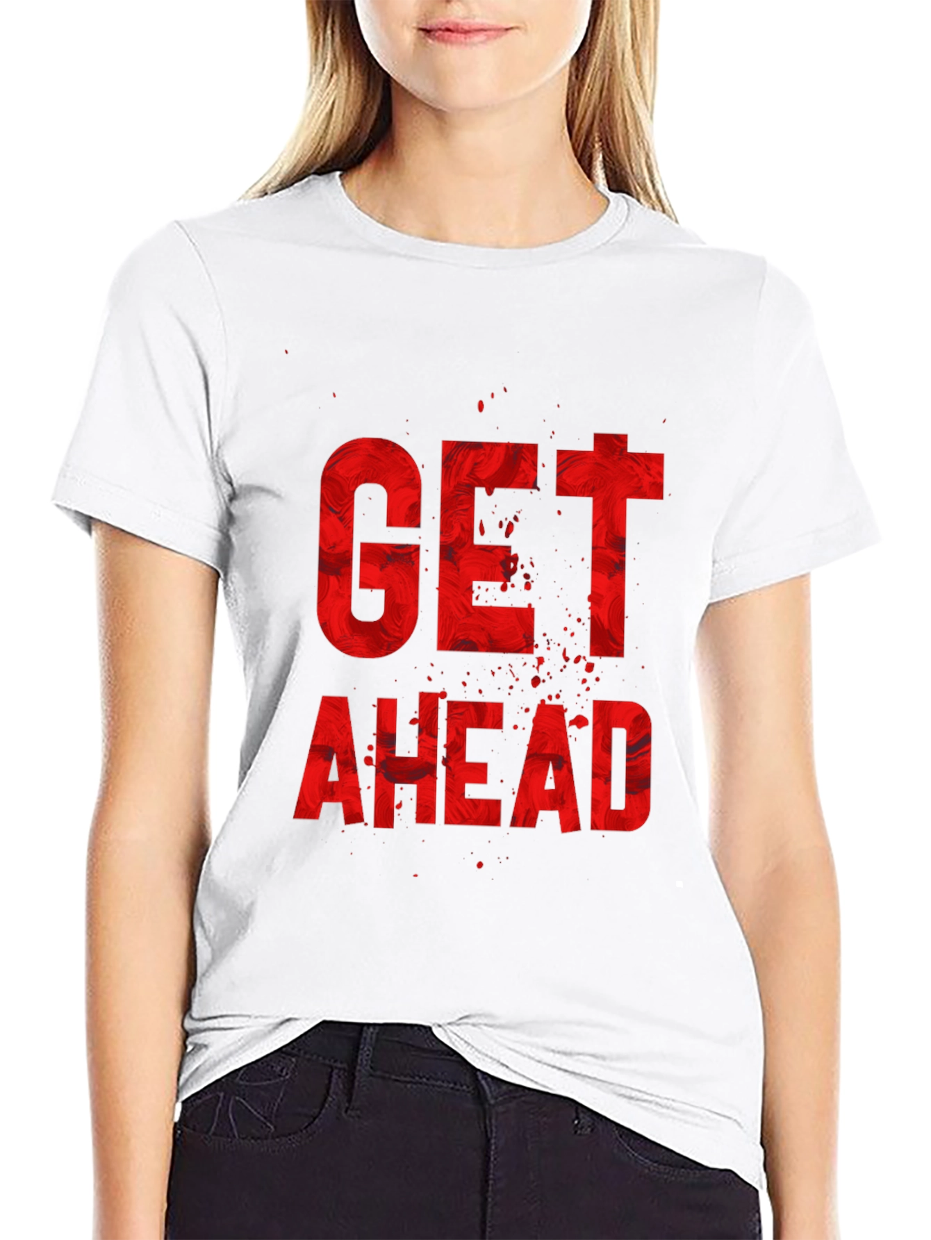 Get Ahead Graphic Print Black T-Shirt
