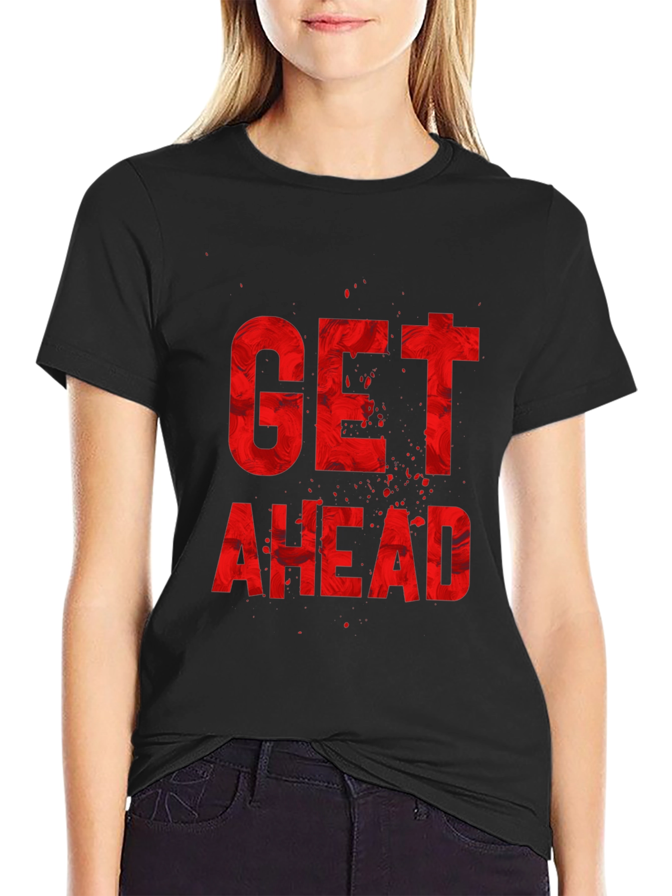 Get Ahead Graphic Print Black T-Shirt
