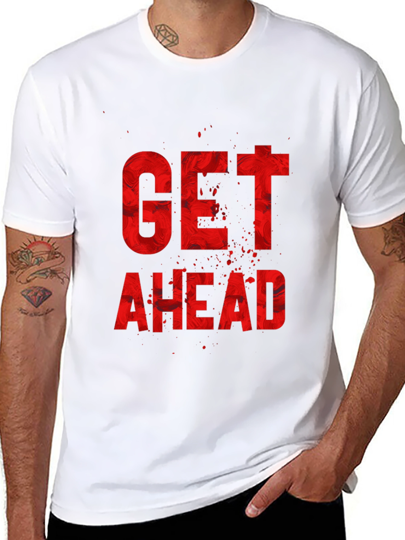 Get Ahead Graphic Print Black T-Shirt