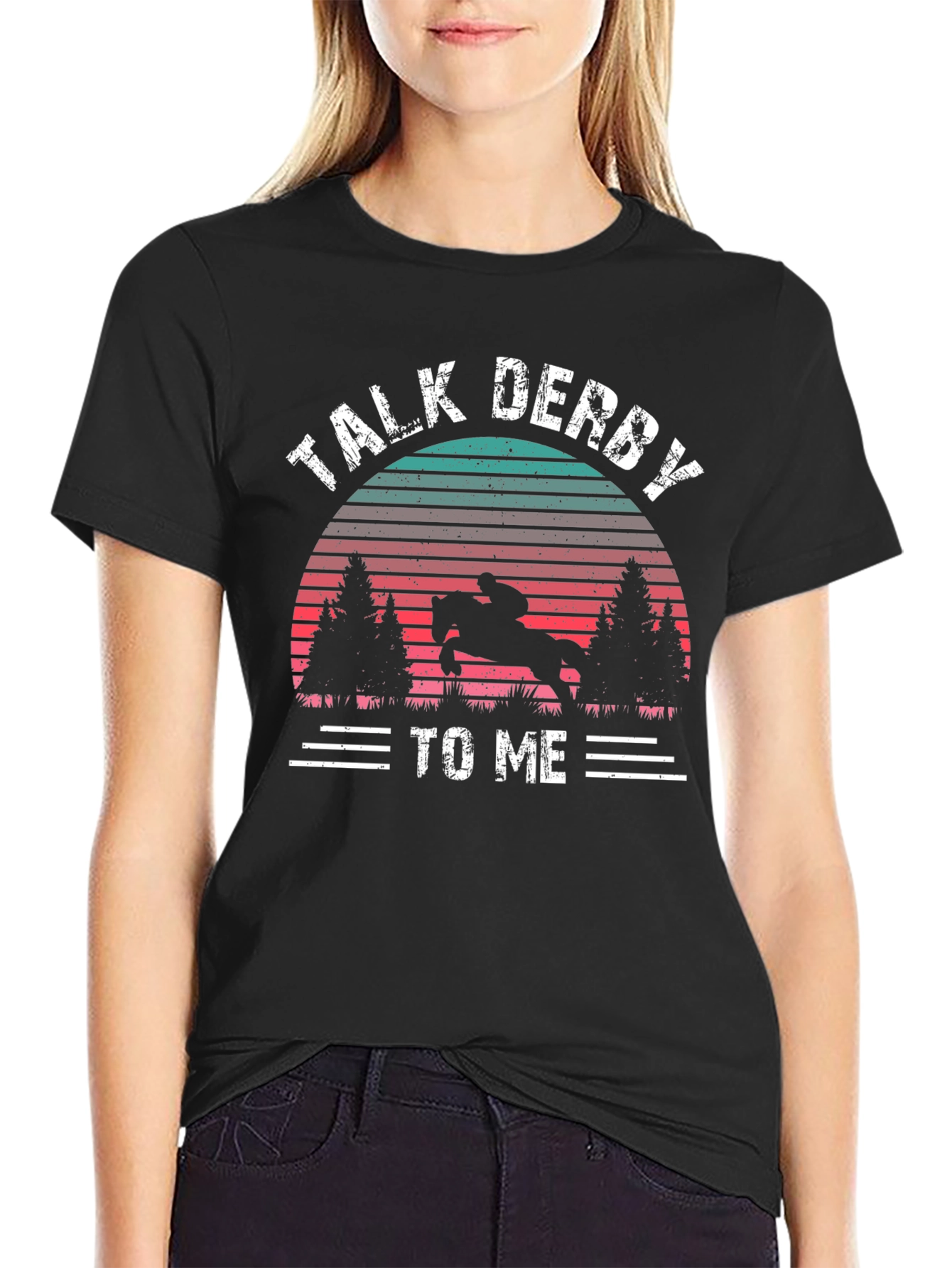 Talk Derby to Me Horse Sunset Graphic T-Shirt